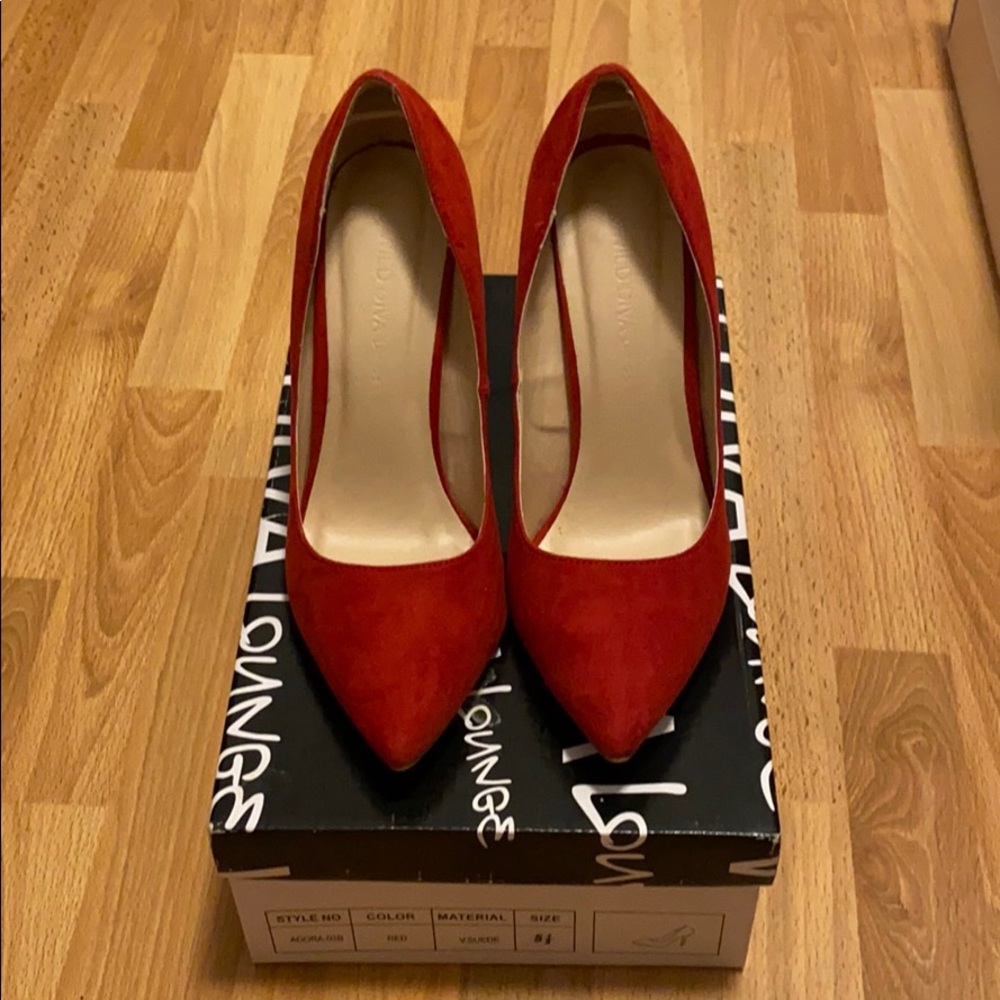 High heeled Shoes, Adora, Red Suede, Size 5.5